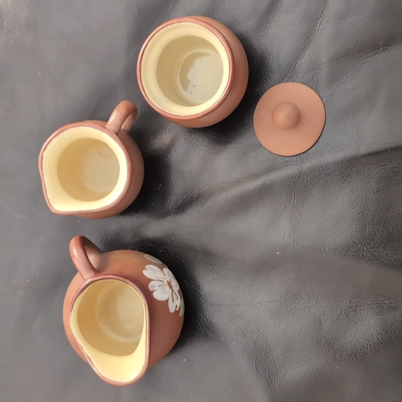 3 pieces Pigeon Forge Pottery brown with yellow interior glaze - Picture 2 of 13